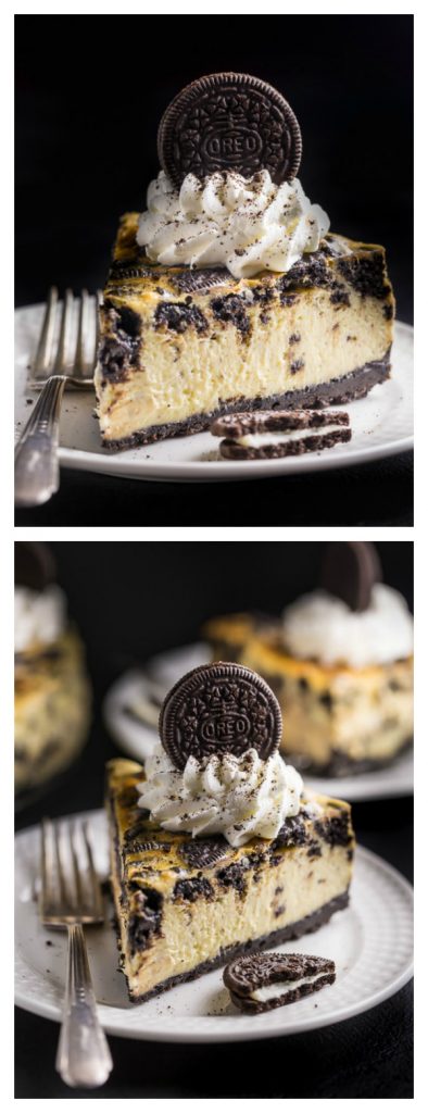 New York-Style Oreo Cheesecake is so satisfying and surprisingly simple to bake! #oreo #cheesecake #chocolate #cookies