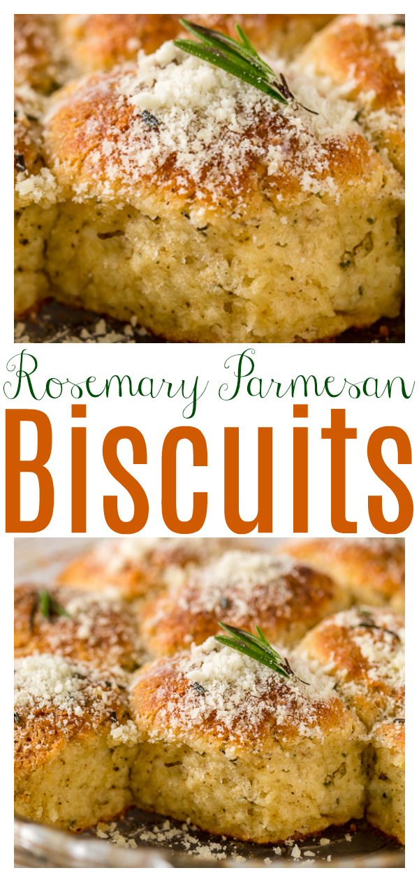 Rosemary Parmesan Biscuits are fluffy, flavorful, and so good with a bowl of soup or chili! These easy parmesan biscuits are so flavorful because they're made with fresh rosemary, black pepper,  and garlic powder. Perfect for Thanksgiving or Christmas!