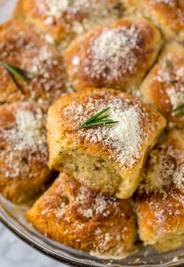 Rosemary Parmesan Biscuits are fluffy, flavorful, and so good with a bowl of soup or chili! Perfect for Thanksgiving, too!