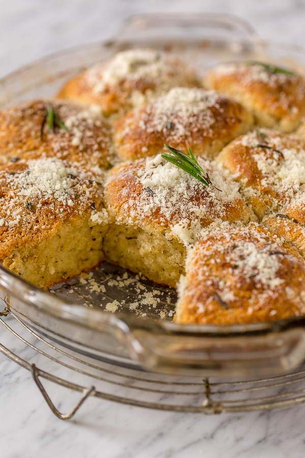 Rosemary Parmesan Biscuits are fluffy, flavorful, and so good with a bowl of soup or chili! Perfect for Thanksgiving, too!