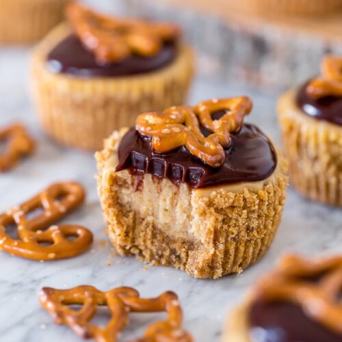Chocolate Covered Peanut Butter Pretzel Cheesecake Cupcakes