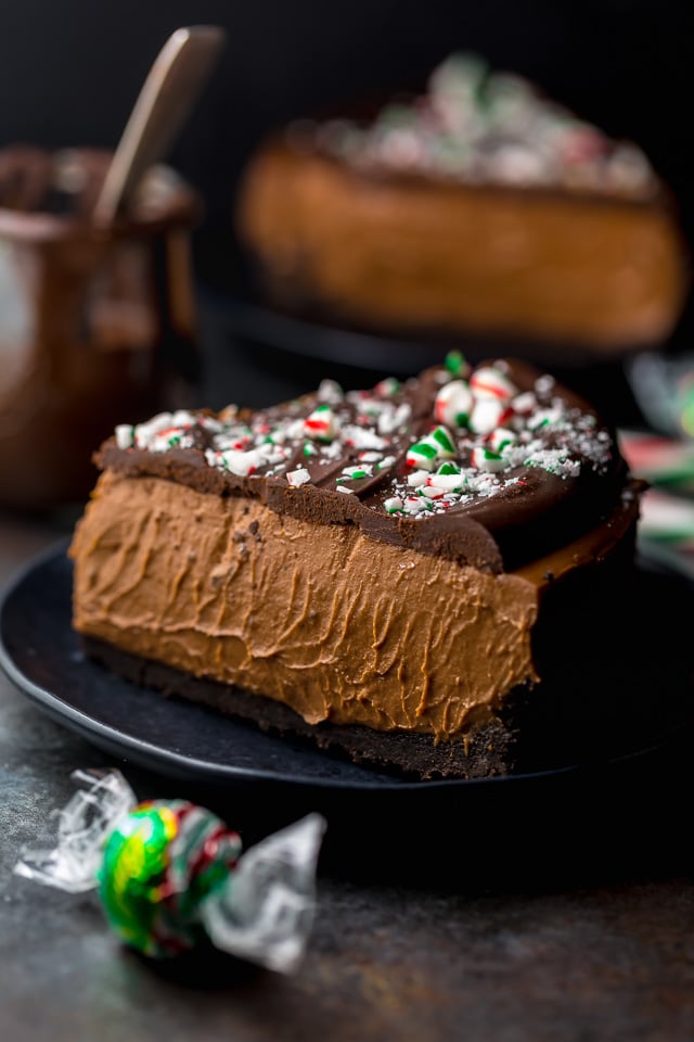 No-Bake Peppermint Mocha Cheesecake - Baker by Nature