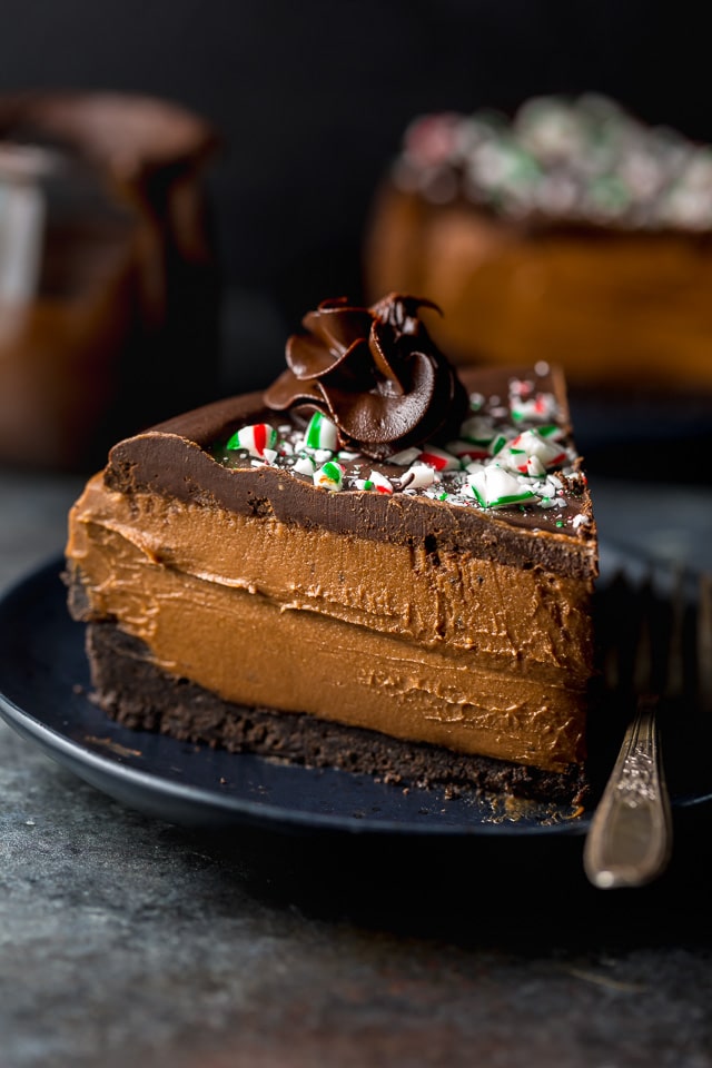 No-Bake Peppermint Mocha Cheesecake - Baker by Nature