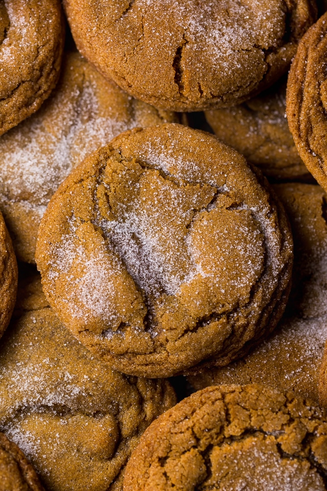 Thick and CHEWY Bourbon Molasses Cookies are perfect for the holidays! Made with brown sugar and plenty of festive spices, these cookies are so soft and flavorful!