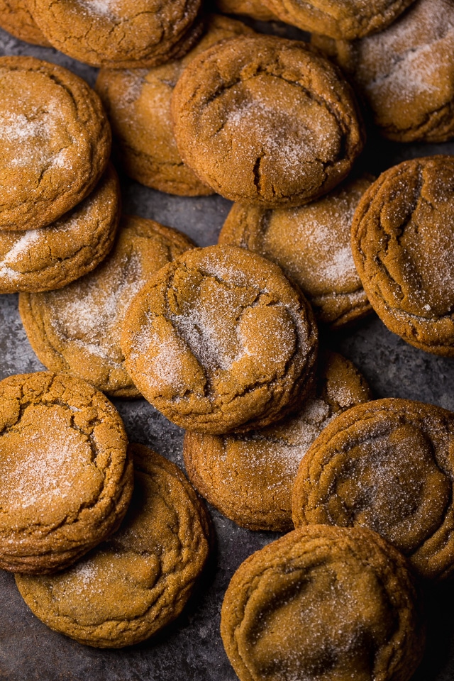 Thick and CHEWY Bourbon Molasses Cookies are perfect for the holidays! Made with brown sugar and plenty of festive spices, these cookies are so soft and flavorful!