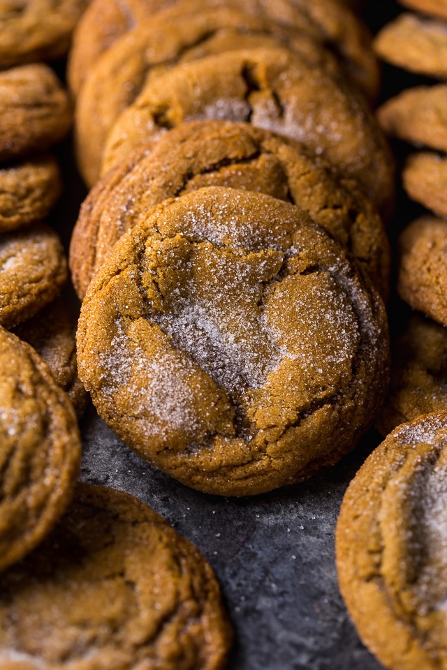 Thick and CHEWY Bourbon Molasses Cookies are perfect for the holidays! Made with brown sugar and plenty of festive spices, these cookies are so soft and flavorful!