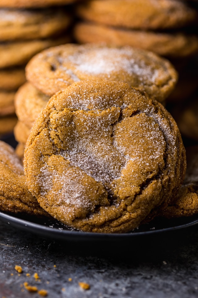 Thick and CHEWY Bourbon Molasses Cookies are perfect for the holidays! Made with brown sugar and plenty of festive spices, these cookies are so soft and flavorful!