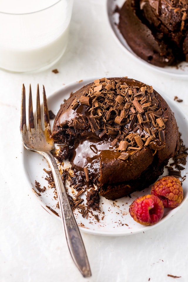 These Easy Molten Chocolate Lava Cakes for Two are so delicious and perfect for Valentine's Day! A rich, decadent, and romantic chocolate dessert recipe anyone can make at home!