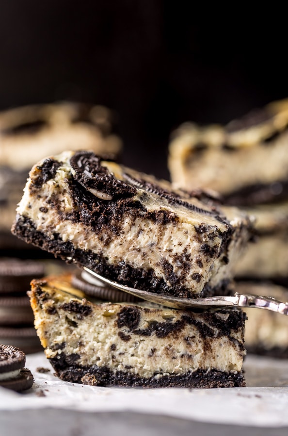 This is the best and easiest recipe for Oreo Cheesecake Bars! Crunchy, creamy, and loaded with Oreo cookies in every bite.