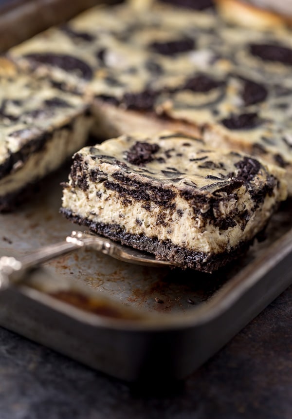 This is the best and easiest recipe for Oreo Cheesecake Bars! Crunchy, creamy, and loaded with Oreo cookies in every bite.