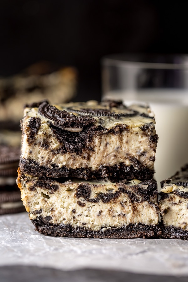 This is the best and easiest recipe for Oreo Cheesecake Bars! Crunchy, creamy, and loaded with Oreo cookies in every bite.