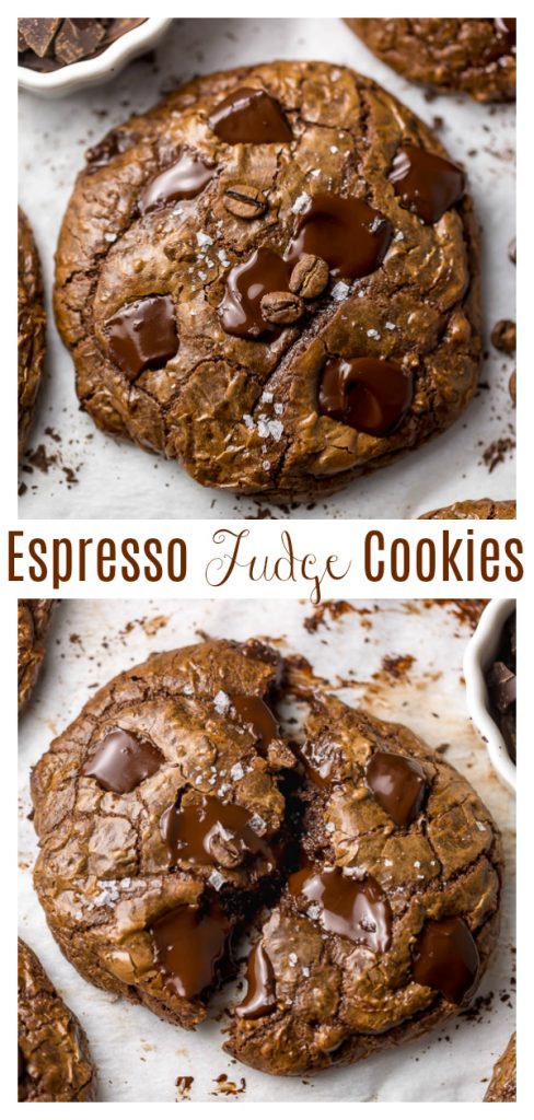 These Espresso Chocolate Fudge Cookies are thick and INSANELY decadent! So good with a big glass of milk or a cup of coffee. These won't last long!