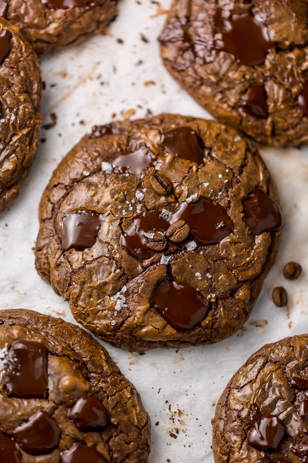 These Espresso Chocolate Fudge Cookies are thick and INSANELY decadent! So good with a big glass of milk or a cup of coffee. These won't last long!