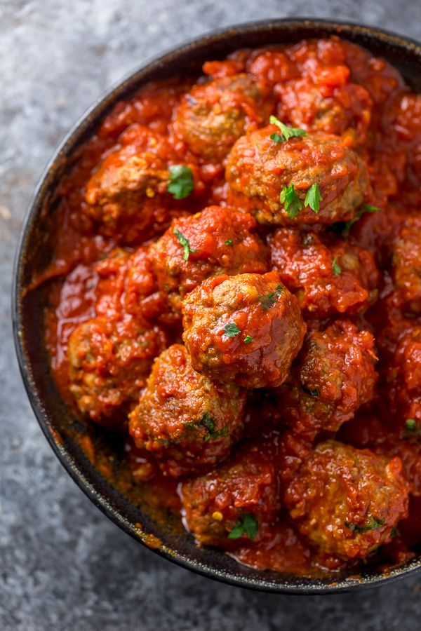 Easy Baked Meatballs with Marinara Sauce Baker by Nature