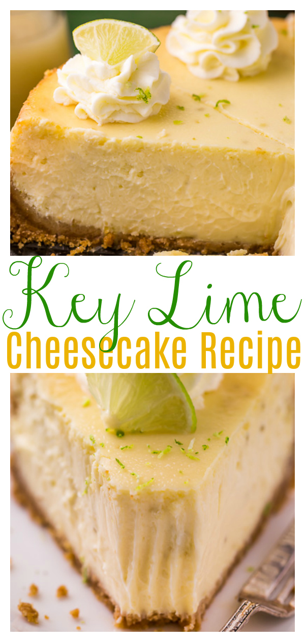 This Key Lime Cheesecake is so creamy and always a crowd-pleaser! The base is a graham cracker crust and the cheesecake filling is made with lime juice and lime zest, which provides plenty of lime flavor. If you love key lime pie and cheesecake, you have to try this great recipe!