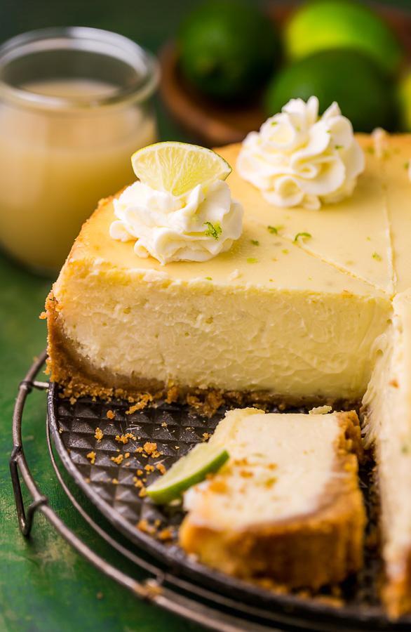 This Key Lime Cheesecake is so creamy and always a crowd-pleaser! The base is a graham cracker crust and the cheesecake filling is made with lime juice and lime zest, which provides plenty of lime flavor. If you love key lime pie and cheesecake, you have to try this great recipe!