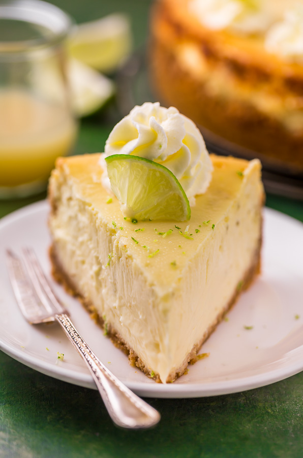 This Key Lime Cheesecake is so creamy and always a crowd-pleaser! The base is a graham cracker crust and the cheesecake filling is made with lime juice and lime zest, which provides plenty of lime flavor. If you love key lime pie and cheesecake, you have to try this great recipe!