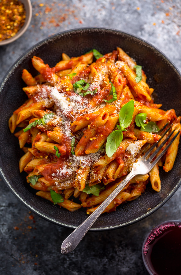 Penne Arrabbiata is spicy, saucy, and so easy! The combination of penne noodles, spicy tomato sauce, and parmesan cheese is simply irresistible. But the best part is this Italian pasta recipe is ready in about 20 minutes.