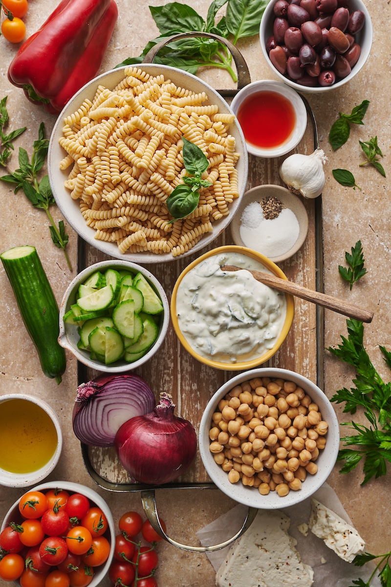 20-Minute Greek Pasta Salad - Baker by Nature