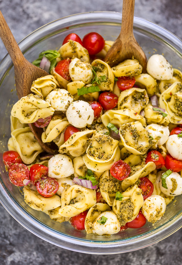 Easy Pesto Tortellini Pasta Salad - Baker by Nature