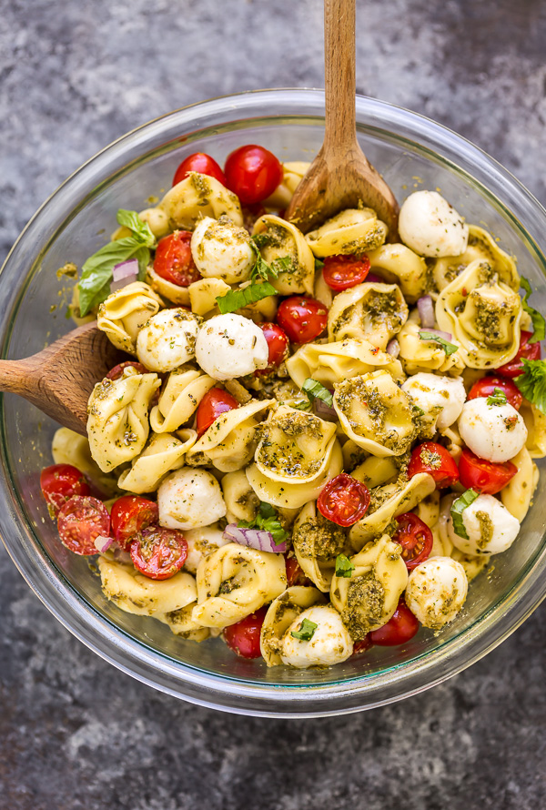 Easy Pesto Tortellini Pasta Salad - Baker by Nature