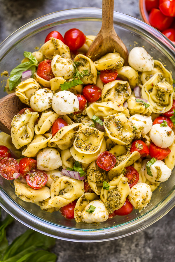 Easy Pesto Tortellini Pasta Salad - Baker by Nature