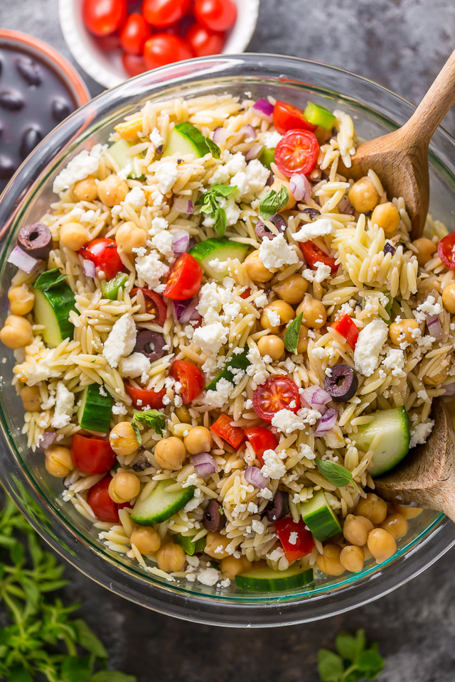 Greek Orzo Salad - Baker by Nature