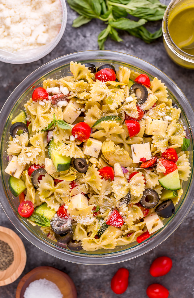 Easy Italian Veggie Pasta Salad - Baker by Nature