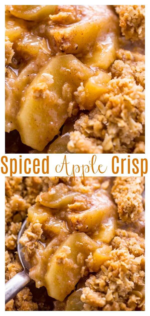 Love apple crisp? Then you have to try this Chai Spice Apple Crisp! The apples are coated in warming spices like cardamom, allspice, cinnamon, cloves, and ginger! And the buttery oatmeal crumb topping is sweet, crunchy, and just begging to be topped with a big scoop of vanilla ice cream! This is the ULTIMATE Fall dessert, if you ask me!