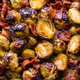 Crispy Honey Mustard Brussels Sprouts with Bacon