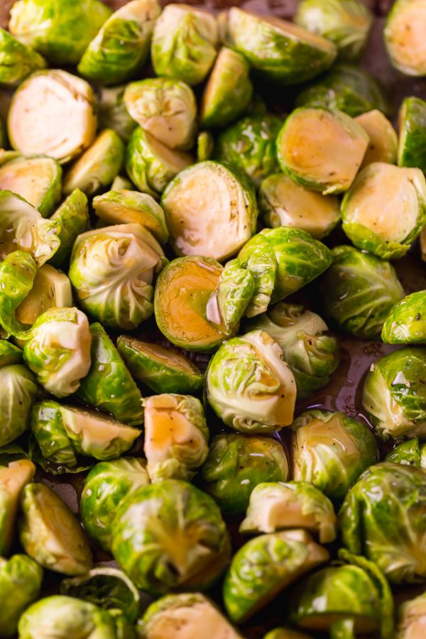 Crispy Honey Mustard Brussels Sprouts with Bacon Baker by Nature