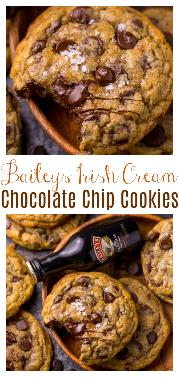Love Baileys Irish Cream? Love Chocolate Chip Cookies?! These Baileys Irish Cream Chocolate Chip Cookies are for you! They bake up thick, chewy, and super flavorful!