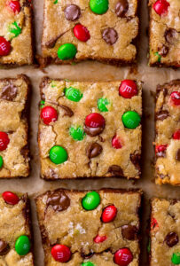 Super Easy Holiday M&M Blondies - Baker by Nature