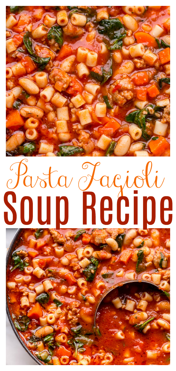 Pasta Fagioli (AKA pasta and beans) is a delicious and hearty Italian soup that's so delicious! Serve with crusty bread and wine for a comforting meal everyone will love! This homemade version is SO much better than the Olive Garden!