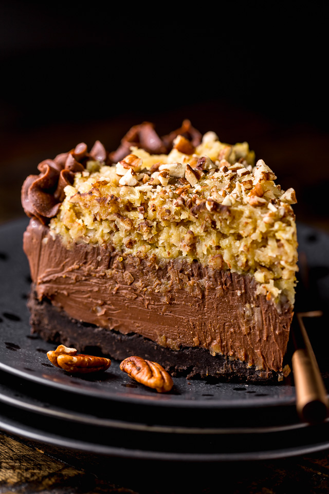 No-Bake German Chocolate Cheesecake - Baker by Nature