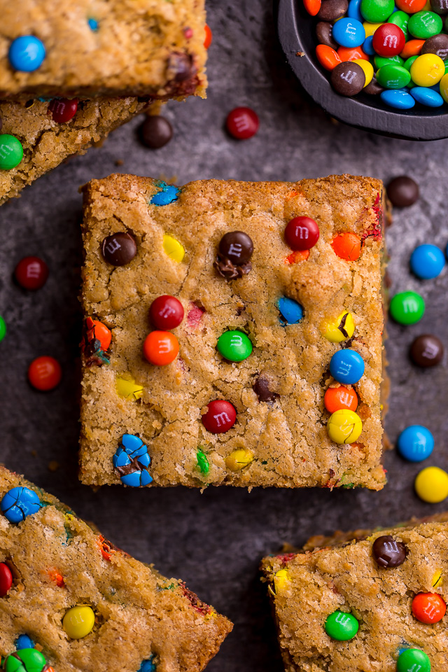 Peanut Butter Cookie Bars - Peanut Butter M&M Bars