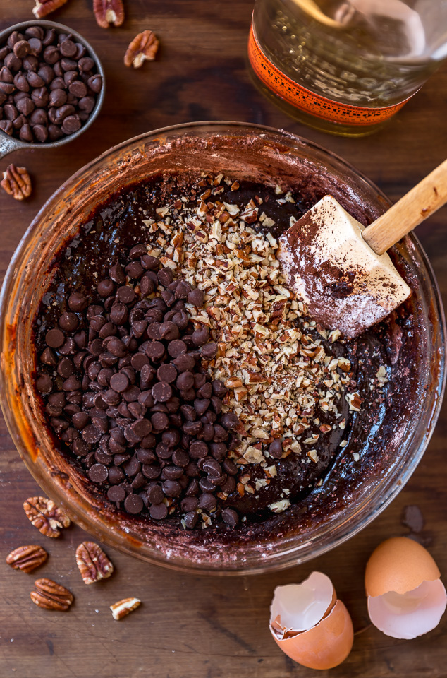 These Bourbon Pecan Brownies are going to blow your mind! They're thick, insanely chewy, and loaded with crunchy pecans, a pinch of cinnamon, and flavorful bourbon! The ultimate special occasion brownie recipe!