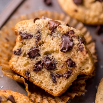 There are literally a million chocolate chip muffin recipes on the internet... but these moist chocolate chip muffins are truly the BEST! And that's not a humblebrag; it's a simple fact! These bakery style muffins come together in a jiffy - no electric mixer required!