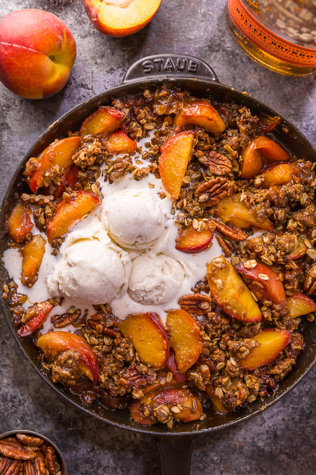 Baked Peaches with Maple Syrup, Cinnamon, and Brown Sugar