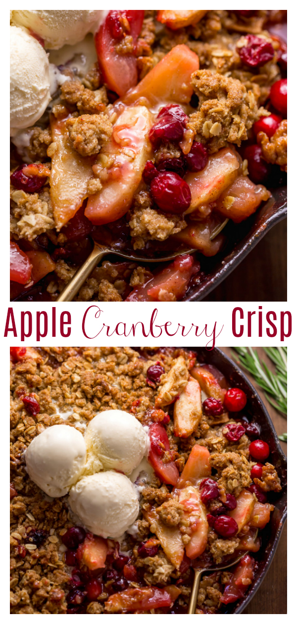 If you love cranberries and apples, you have to try this Easy Apple Cranberry Crisp! Featuring juicy apples, tart cranberries, and a buttery oat crumble topping! Use fresh cranberries or frozen cranberries... both work great! Perfect for Thanksgiving or Christmas dessert!