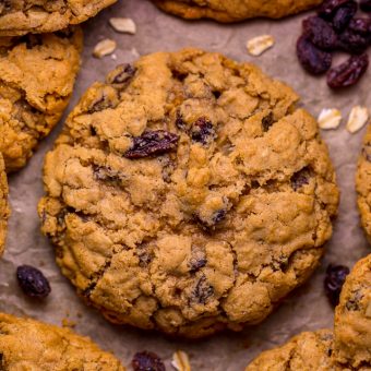 These Soft and Chewy Brown Butter Oatmeal Raisin Cookies are loaded with oats, raisins, and plenty of warm spices! Browning the butter adds TONS of flavor and once you try it, you'll never go back to another method! A great recipe to make anytime of year, but especially popular in our house during the holiday season!