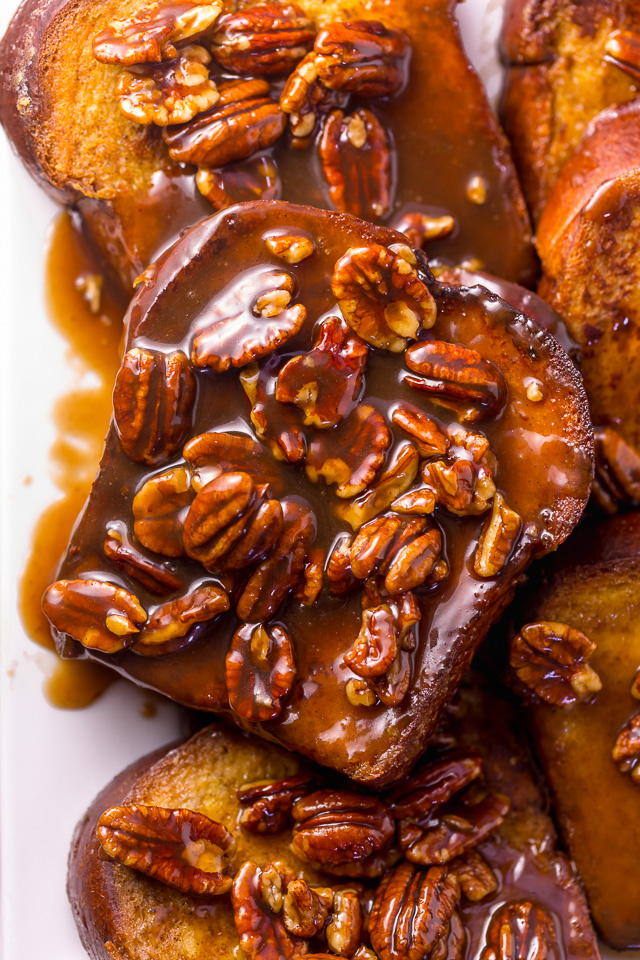 Brown Sugar Butter Pecan French Toast is a decadent breakfast that's perfect for special occasions... like Christmas morning!!! Thick slices of brioche are fried until golden brown and then topped with the most delicious brown sugar butter pecan syrup! So decadent, you don't even need to serve with maple syrup!