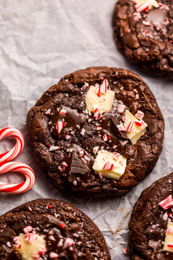 Double Chocolate Peppermint Fudge Cookies - Baker by Nature