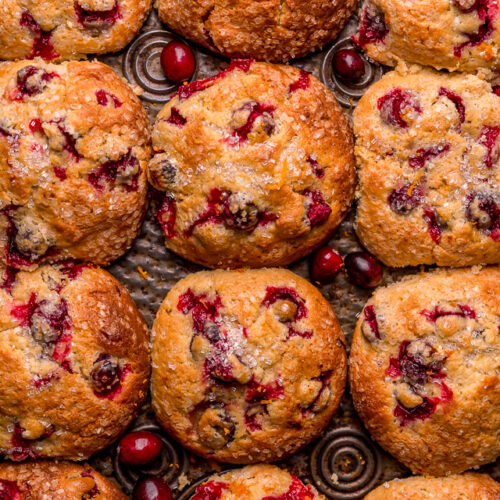 These festive Cranberry Orange Muffins feature fresh cranberries, fresh orange juice, and a touch of orange zest! Frozen cranberries can be used, but I don't suggest using dried cranberries. Bust out your muffin pan and treat yourself to a batch today!