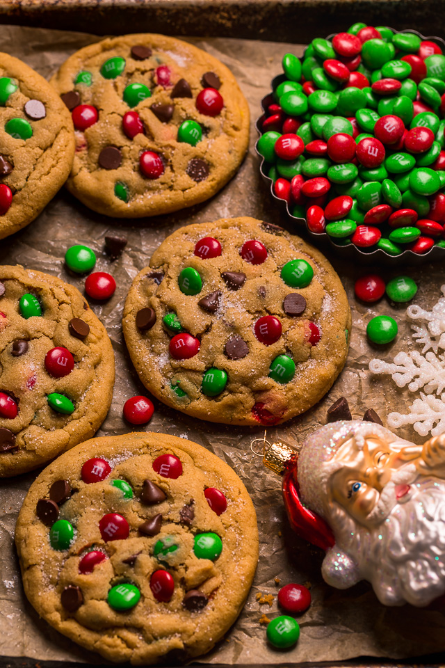 Santa's Favorite Peanut Butter M&M Cookies - Baker by Nature