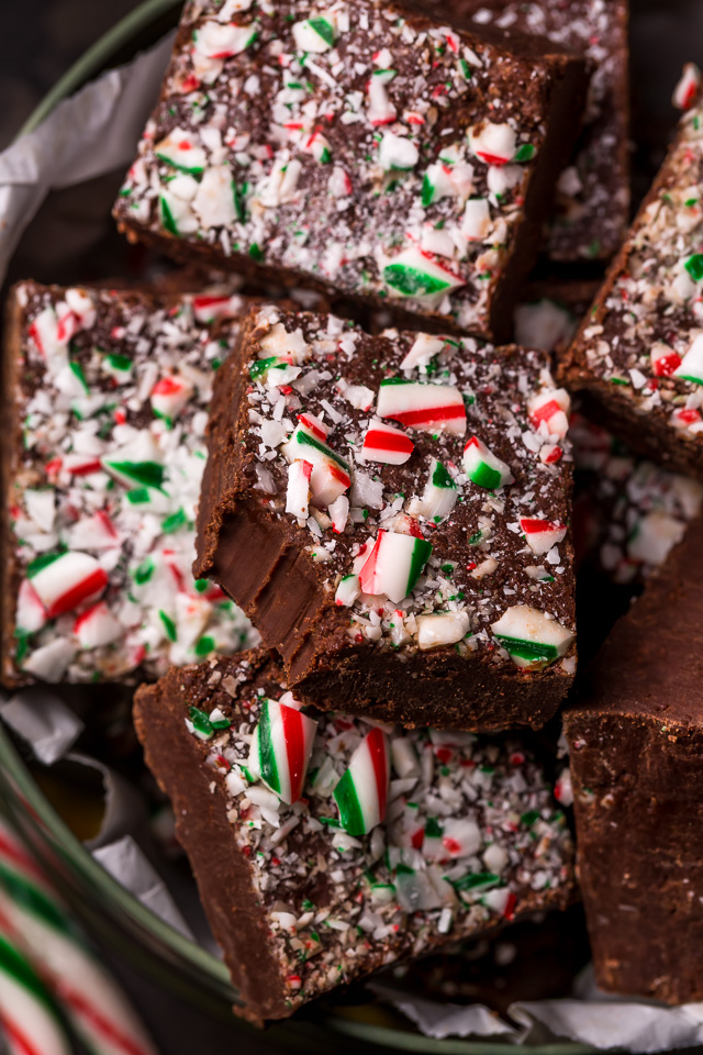 Easy Chocolate Peppermint Fudge - Baker by Nature