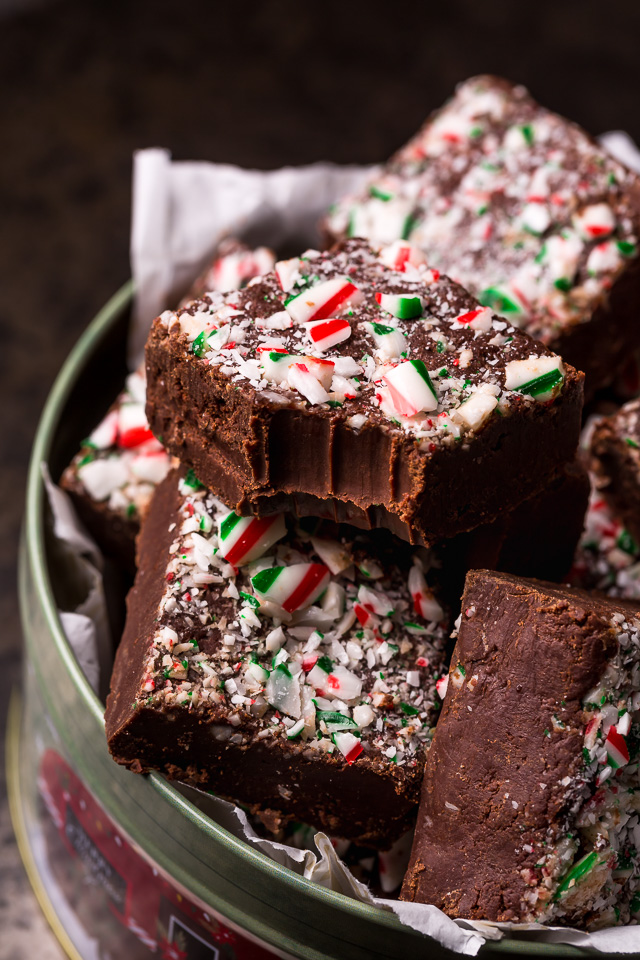 This EASY Chocolate Peppermint Fudge Recipe is rich, creamy, and topped with crunchy crushed candy canes! If you love the combination of chocolate and peppermint, you're going to love this fudge! And it makes a great holiday gift for friends and family!