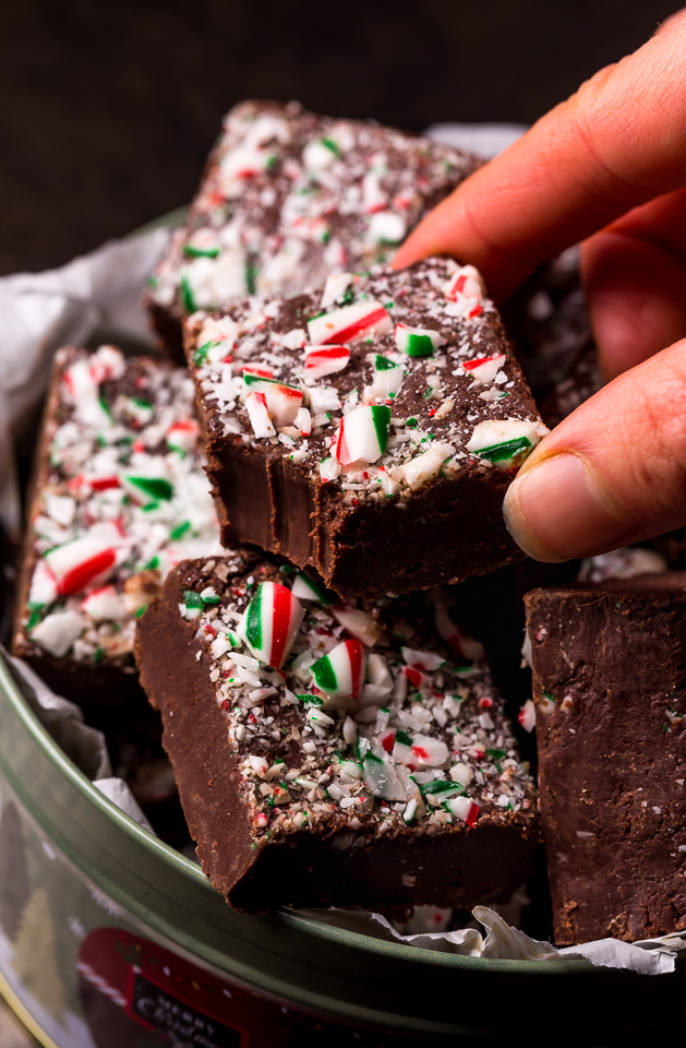 This EASY Chocolate Peppermint Fudge Recipe is rich, creamy, and topped with crunchy crushed candy canes! If you love the combination of chocolate and peppermint, you're going to love this fudge! And it makes a great holiday gift for friends and family!