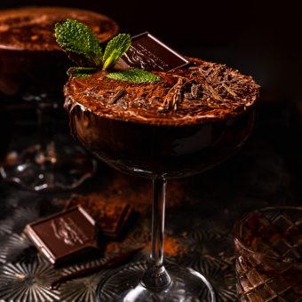Chocolate lovers will go crazy for this decadent Homemade Chocolate Martini Recipe! Made with a homemade chocolate syrup instead of chocolate liqueur, they're not too sweet and won't give you a stomach ache after one sip! Garnish the martini glasses with cocoa powder, chocolate curls, or a sprig of fresh mint!