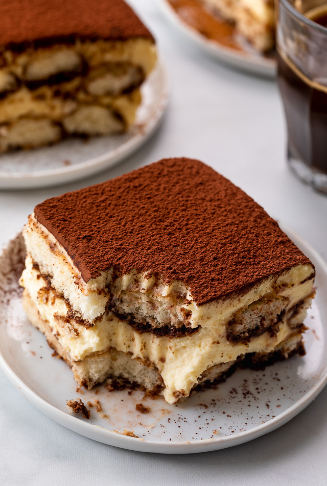 This Classic Italian Tiramisu for a Crowd is always a hit! Made with a creamy mascarpone mixture, coffee soaked ladyfingers, and a dusting of dark cocoa powder, this is heaven in a baking dish! No raw eggs in this recipe!